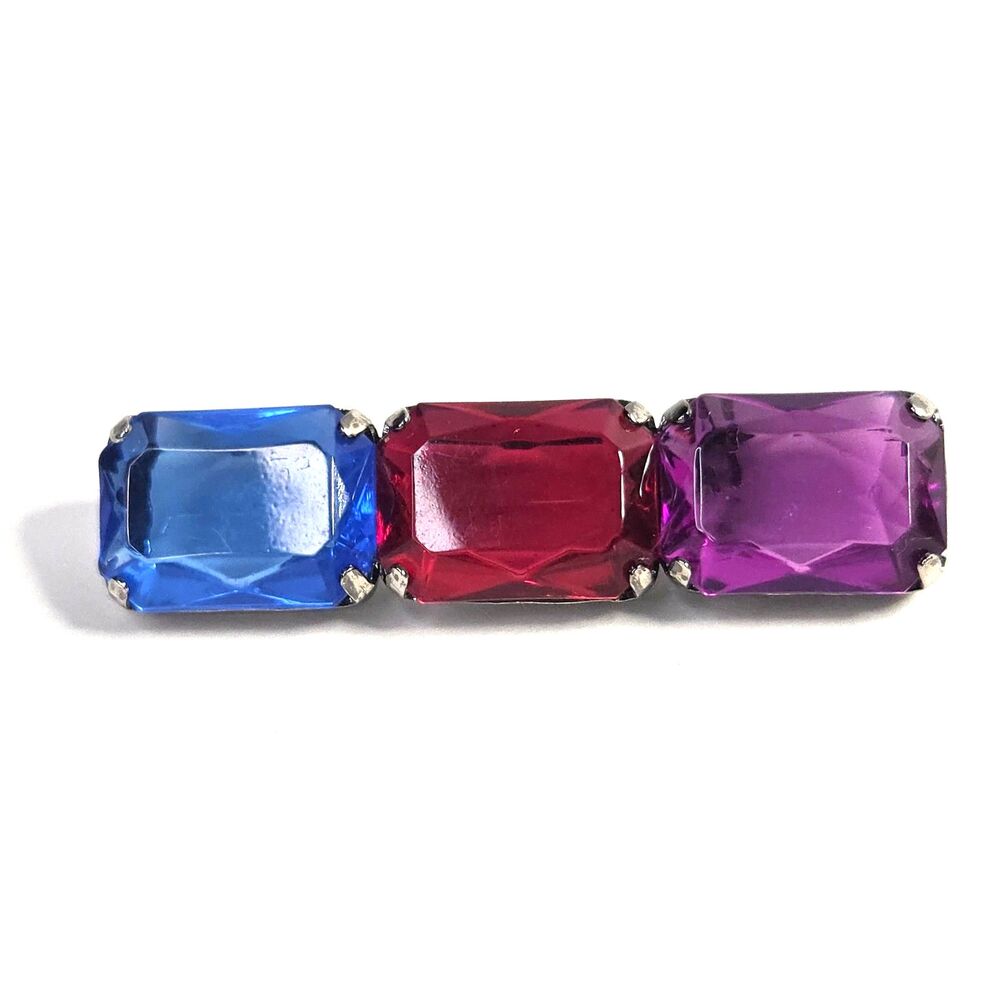 Purple Red Blue Acrylic Bar Brooch
